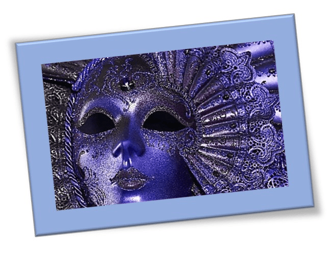 Blue mask with ornate decoration